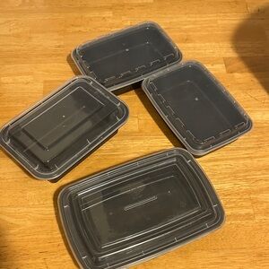 Set of Black Plastic Food Containers